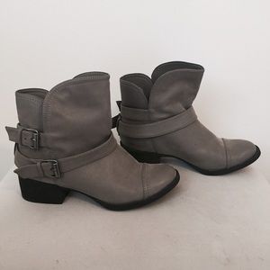 Taupe ankle boots with buckles